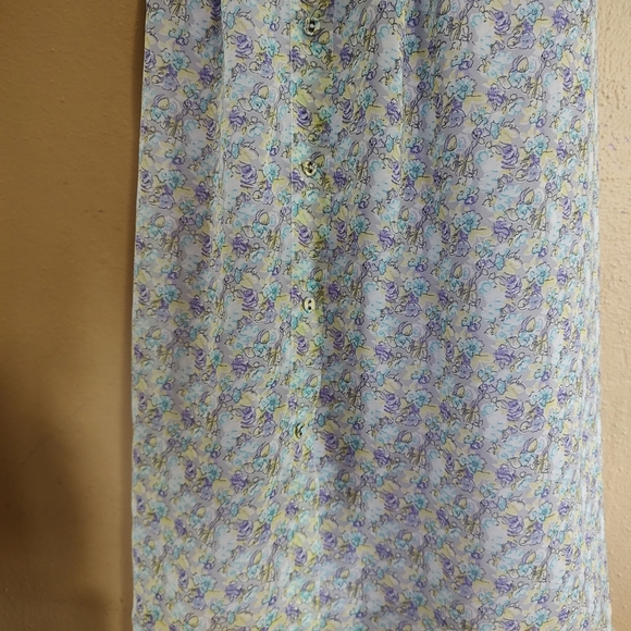 Delicate Pleated Decorative Buttons Floral Print Skirt SZ XL Romy - Picture 6 of 9
